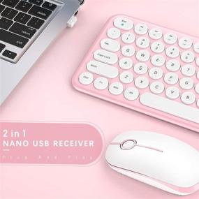 img 3 attached to 🌸 2.4GHz Compact Full Size Ergonomic Wireless Keyboard and Mouse Combo - Rose Pink for Windows, Laptop, PC, Desktop, Computer, Notebook