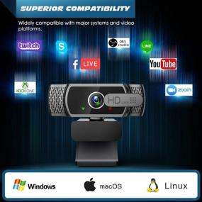 img 1 attached to 1080P FHD Webcam with Privacy Cover for Desktop & Laptop Conference, Zoom, Skype, Windows, Linux, macOS