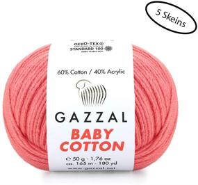 img 1 attached to 🧶 Gazzal Baby Cotton Pink Yarn Pack - 5 Skein (8.8 Oz) Soft and Fine Baby Yarn