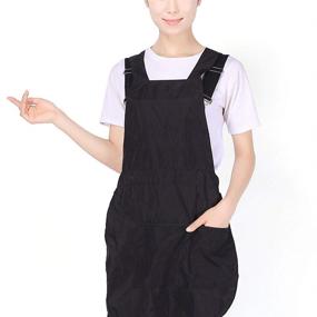 img 2 attached to 💦 Professional Waterproof Salon Hair Stylist Apron with Pockets for Barber Haircut Styling - Lurrose Hairdresser Apron (Black)