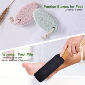 img 2 attached to 🦶 Wooden Foot File and Pumice Stone Set for Silky Smooth Feet, Pedicure Foot Stone, Foot Scrubber and Callus Remover, Ideal for Trimming Dead Skin