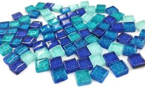 img 1 attached to 🔵 320-Piece Blue Assorted Color Mosaic Tiles for Crafts - Square Shape 0.4X0.4 Inch - Glass Glitter Mosaic Supplies Bulk Pack - by Mosaic Joy (Blue, 320pcs)