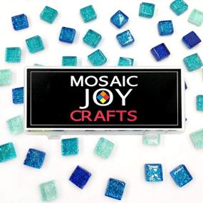 img 3 attached to 🔵 320-Piece Blue Assorted Color Mosaic Tiles for Crafts - Square Shape 0.4X0.4 Inch - Glass Glitter Mosaic Supplies Bulk Pack - by Mosaic Joy (Blue, 320pcs)