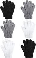 🧤 6 pairs of motarto kid's winter chenille cashmere magic gloves - soft, warm, stretchy knit logo