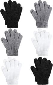 img 4 attached to 🧤 6 Pairs of Motarto Kid's Winter Chenille Cashmere Magic Gloves - Soft, Warm, Stretchy Knit