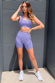 img 2 attached to 🏋️ Kinbor Women's Seamless Strappy Padded Sports Bras and High Waisted Shorts Set for Yoga Gym Outfits - 2 Pieces