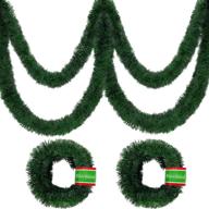 🎄 2-pack 2.4'' wide christmas garlands greenery decorations - 33 ft total length artificial pine garland - soft green garland for holiday xmas decoration - indoor home party, stairs, and fireplace décor (each 16.4 ft) logo