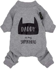 img 3 attached to 🐶 Fitwarm Dog Clothes 2-Pack: Daddy Mommy is My Superhero Pet Clothes for Dog Pajamas Onesies Cat Jumpsuits PJS Cotton Grey - Buy Now!
