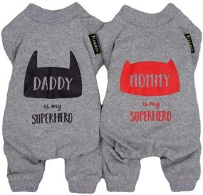 img 4 attached to 🐶 Fitwarm Dog Clothes 2-Pack: Daddy Mommy is My Superhero Pet Clothes for Dog Pajamas Onesies Cat Jumpsuits PJS Cotton Grey - Buy Now!