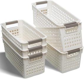 img 4 attached to 🗄️ Compact and Versatile: Citylife 6 PCS Small Plastic Storage Baskets for Bathroom, Kitchen, and Pantry Organization