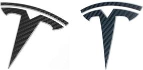 img 1 attached to 🚗 Enhance Your Tesla Model 3 with Custom Cut Graphics Logo Decal Wrap - Carbon Fiber Black (2 pc-Set)