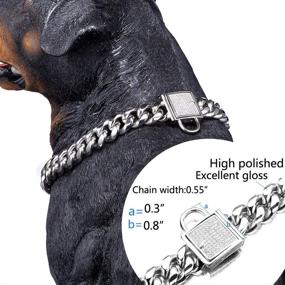 img 3 attached to 🐶 14mm Big Dog Luxury Training Collar - Top Dog Collar White Silver Tone Stainless Steel - Cuban Link with Zirconia Lock - Necklace Chain Choker for Dogs