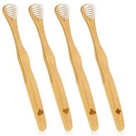 🎋 bamboo tongue cleaner scraper - wooden tongue brush for adults, deep clean fighting bad breath, exquisite comfort compared to stainless steel tongue scrapers (pack of 4) logo