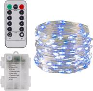 twinkle star christmas fairy lights battery operated, 33ft 100 led waterproof silver wire string light: blue, remote control, 8 modes – indoor outdoor xmas tree wedding party decoration, 1 pack логотип