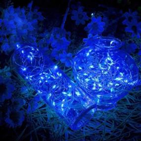 img 1 attached to Twinkle Star Christmas Fairy Lights Battery Operated, 33ft 100 LED Waterproof Silver Wire String Light: Blue, Remote Control, 8 Modes – Indoor Outdoor Xmas Tree Wedding Party Decoration, 1 Pack