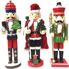 img 1 attached to ZaH 15 Inch Christmas Nutcracker Wooden Ornaments: Festive Santa Claus Puppets, Perfect Gifts & Decorations