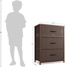 img 2 attached to 📦 CubiCubi Brown Dresser Nightstand: Small Fabric Tall Dresser with 3 Drawers, Ideal for Bedroom, Hallway, and Closets