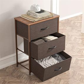 img 1 attached to 📦 CubiCubi Brown Dresser Nightstand: Small Fabric Tall Dresser with 3 Drawers, Ideal for Bedroom, Hallway, and Closets