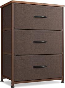 img 4 attached to 📦 CubiCubi Brown Dresser Nightstand: Small Fabric Tall Dresser with 3 Drawers, Ideal for Bedroom, Hallway, and Closets