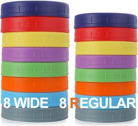 img 4 attached to [16 Pack] Food-Grade Colored Storage Caps for Canning Jars - Fits Ball, Kerr & More - 8 Wide Mouth & 8 Regular Mouth - Anti-Scratch Resistant Surface - Plastic Mason Jar Lids