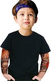 img 4 attached to 👕 Cute Camouflage Cotton Shirts with Tattoo Sleeves for Toddler Boys (1-12 Years) - Stylish Kid T-Shirt Tops