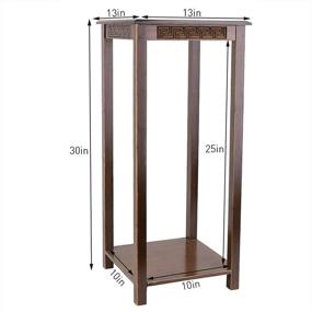 img 1 attached to 🎋 Wisfor 2-Tier Bamboo End Table with Oriental Design, Antique Square Bedside Table for Living Room, Sofa Side Table with Shelves (Medium)