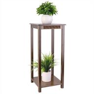 🎋 wisfor 2-tier bamboo end table with oriental design, antique square bedside table for living room, sofa side table with shelves (medium) logo