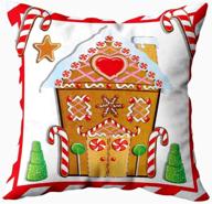 🏠 18x18 zippered throw pillow cover with gingerbread house, trees, and candy cane frame - perfect home sofa bedding логотип