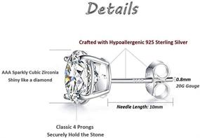 img 2 attached to Hypoallergenic Sterling Silver Stud Earrings Set with Simulated Diamond for Women, Girls & Men - 4 Pairs of CZ Studs in Various Sizes (2mm 3mm 4mm 5mm)