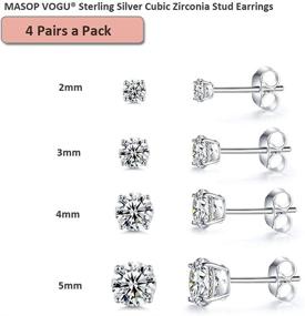 img 3 attached to Hypoallergenic Sterling Silver Stud Earrings Set with Simulated Diamond for Women, Girls & Men - 4 Pairs of CZ Studs in Various Sizes (2mm 3mm 4mm 5mm)