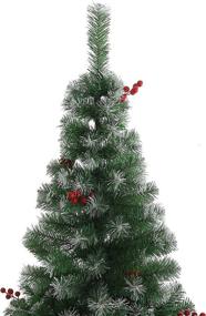 img 1 attached to 180cm Carinone Green Artificial Christmas Tree with White Snowflakes and Red Berries, 3 Removable Parts, Sturdy Metal Legs, and Easy-to-Use Hinges