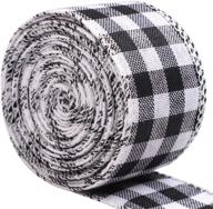 🎁 uratot white and black plaid burlap ribbon gingham christmas wrapping ribbon - perfect for crafts, decorations, and floral bows! logo