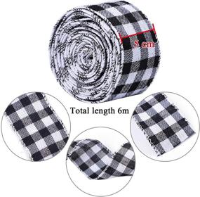 img 3 attached to 🎁 URATOT White and Black Plaid Burlap Ribbon Gingham Christmas Wrapping Ribbon - Perfect for Crafts, Decorations, and Floral Bows!