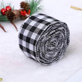 img 2 attached to 🎁 URATOT White and Black Plaid Burlap Ribbon Gingham Christmas Wrapping Ribbon - Perfect for Crafts, Decorations, and Floral Bows!