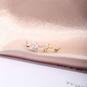 img 2 attached to 🌙✨ HANFLY Moon and Star Silver Stud Earrings - 925 Sterling Silver Star Earrings