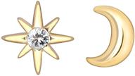 🌙✨ hanfly moon and star silver stud earrings - 925 sterling silver star earrings logo