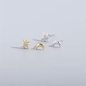 img 3 attached to 🌙✨ HANFLY Moon and Star Silver Stud Earrings - 925 Sterling Silver Star Earrings