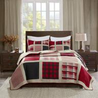🛏️ woolrich reversible cabin lifestyle design quilt bedding set - all season, breathable coverlet bedspread with matching shams - king/cal king size - huntington plaid red - 3 piece logo