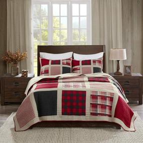 img 4 attached to 🛏️ Woolrich Reversible Cabin Lifestyle Design Quilt Bedding Set - All Season, Breathable Coverlet Bedspread with Matching Shams - King/Cal King Size - Huntington Plaid Red - 3 Piece