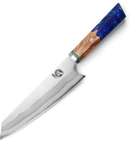 img 4 attached to 🔪 Premium 8-Inch Kiritsuke Chef Knife: MITSUMOTO SAKARI - Hand Forged 440C Damascus Steel, Blue Pomegranate Handle, Ideal for Professional Sushi and Meat Chefs - With Gift Box