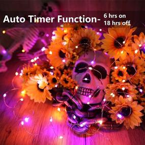 img 2 attached to 🎃 Joomer Orange Purple Halloween Lights: 16.4ft 50 Led 8 Modes Oversize Lamp Beads – Battery Operated Waterproof Fairy String Lights for Halloween Decor, Party, Home, Outdoor – With Timer Function