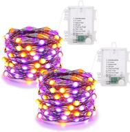 🎃 joomer orange purple halloween lights: 16.4ft 50 led 8 modes oversize lamp beads – battery operated waterproof fairy string lights for halloween decor, party, home, outdoor – with timer function логотип