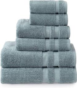 img 4 attached to 🛁 Premium Quality 6-Piece Bleach Safe Towel Set in Dusty Blue - Luxurious, Cotton Rich, Supersoft & Durable, 580 GSM, Fade Resistant - Includes 2 Bath, 2 Hand, 2 Wash Towels