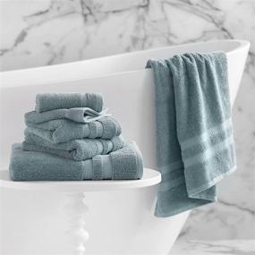 img 2 attached to 🛁 Premium Quality 6-Piece Bleach Safe Towel Set in Dusty Blue - Luxurious, Cotton Rich, Supersoft & Durable, 580 GSM, Fade Resistant - Includes 2 Bath, 2 Hand, 2 Wash Towels