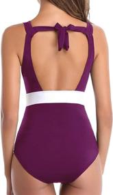 img 3 attached to 👙 Holipick Women's One Piece Swimsuits with Mesh Cutout, Halter Neck Bathing Suits, Plunge High Neck Backless Swimwear