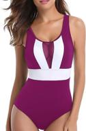 👙 holipick women's one piece swimsuits with mesh cutout, halter neck bathing suits, plunge high neck backless swimwear logo