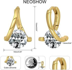 img 1 attached to 💎 NEOSHOW 14K Real Gold Plated Cubic Zirconia Huggie Hoop Earrings for Women - Small Gold Hoop Earrings, Hypoallergenic Huggie Earring for Women and Girls - Stunning Jewelry Gift