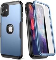 youmaker metallic iphone 11 case: full body rugged protection with built-in screen protector - slim fit shockproof cover for iphone 11 (6.1 inch) - blue/black logo