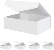 🎁 jinguan 5 large white gift boxes with lids - 14x9.5x4.5 inches - perfect for bridesmaid proposal or special gift - magnetic closure - glossy white finish logo