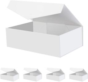 img 4 attached to 🎁 JINGUAN 5 Large White Gift Boxes with Lids - 14x9.5x4.5 Inches - Perfect for Bridesmaid Proposal or Special Gift - Magnetic Closure - Glossy White Finish